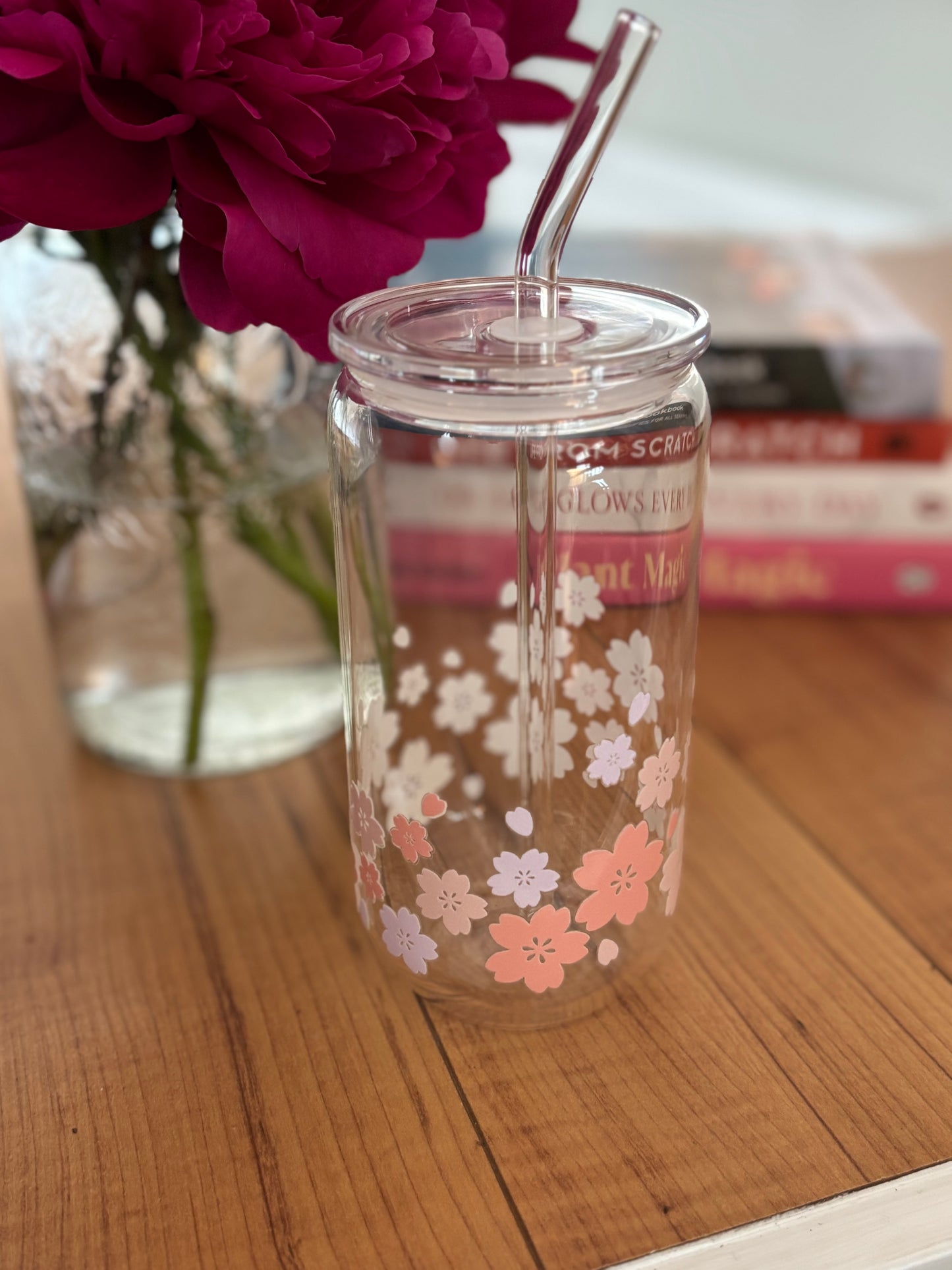 Cherry blossom glass tumbler