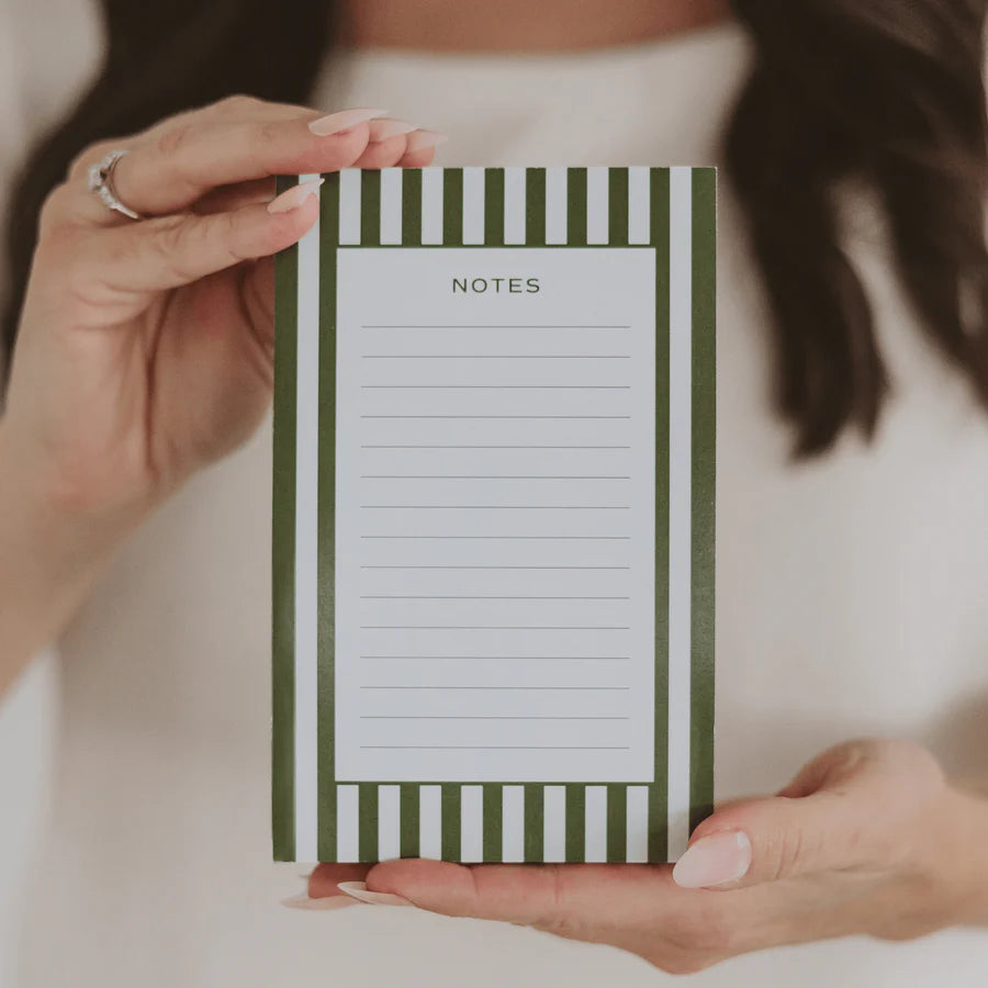 Striped notepad in green