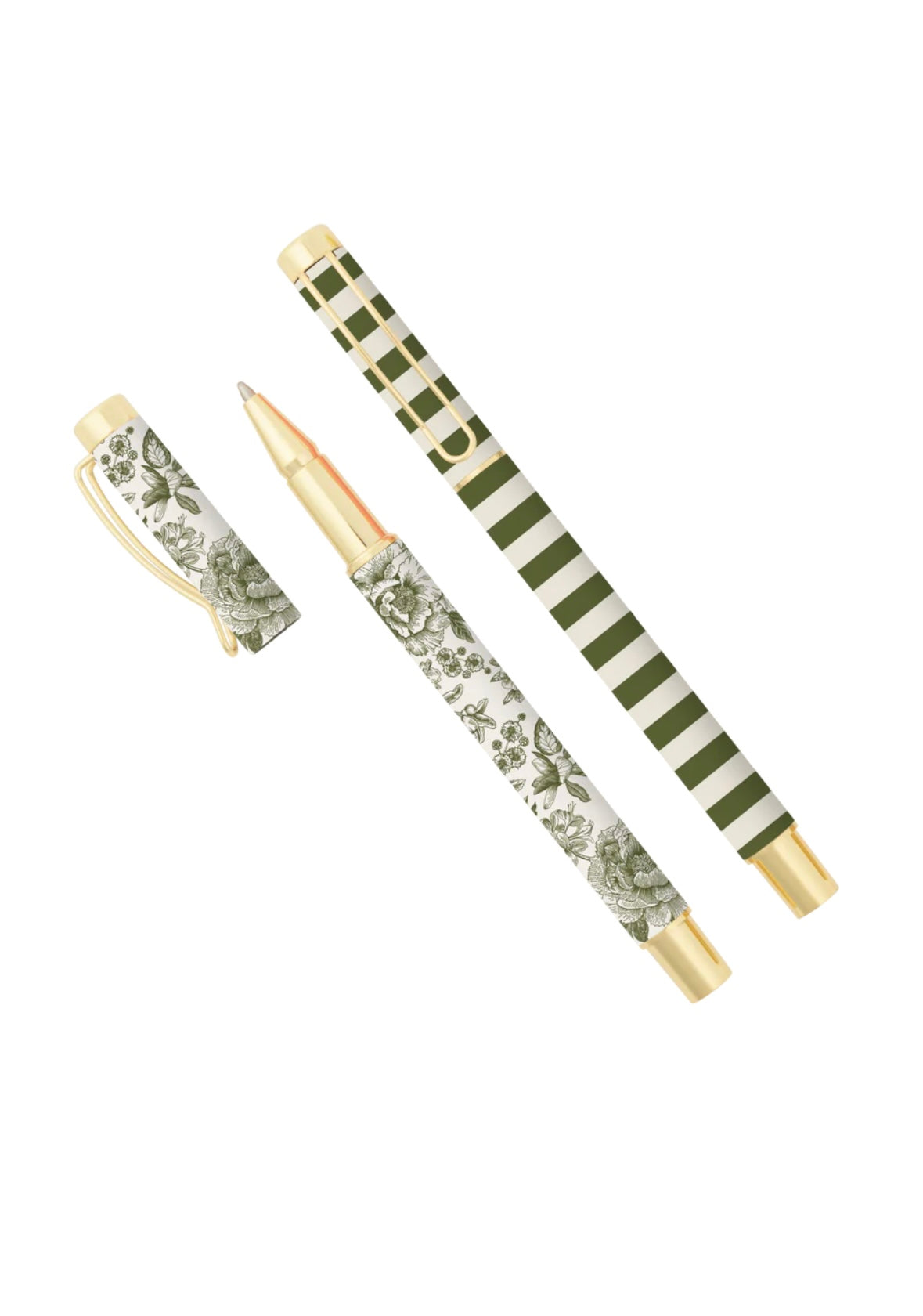 Green floral pen set