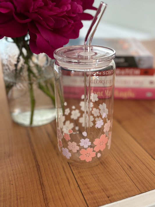 Cherry blossom glass tumbler