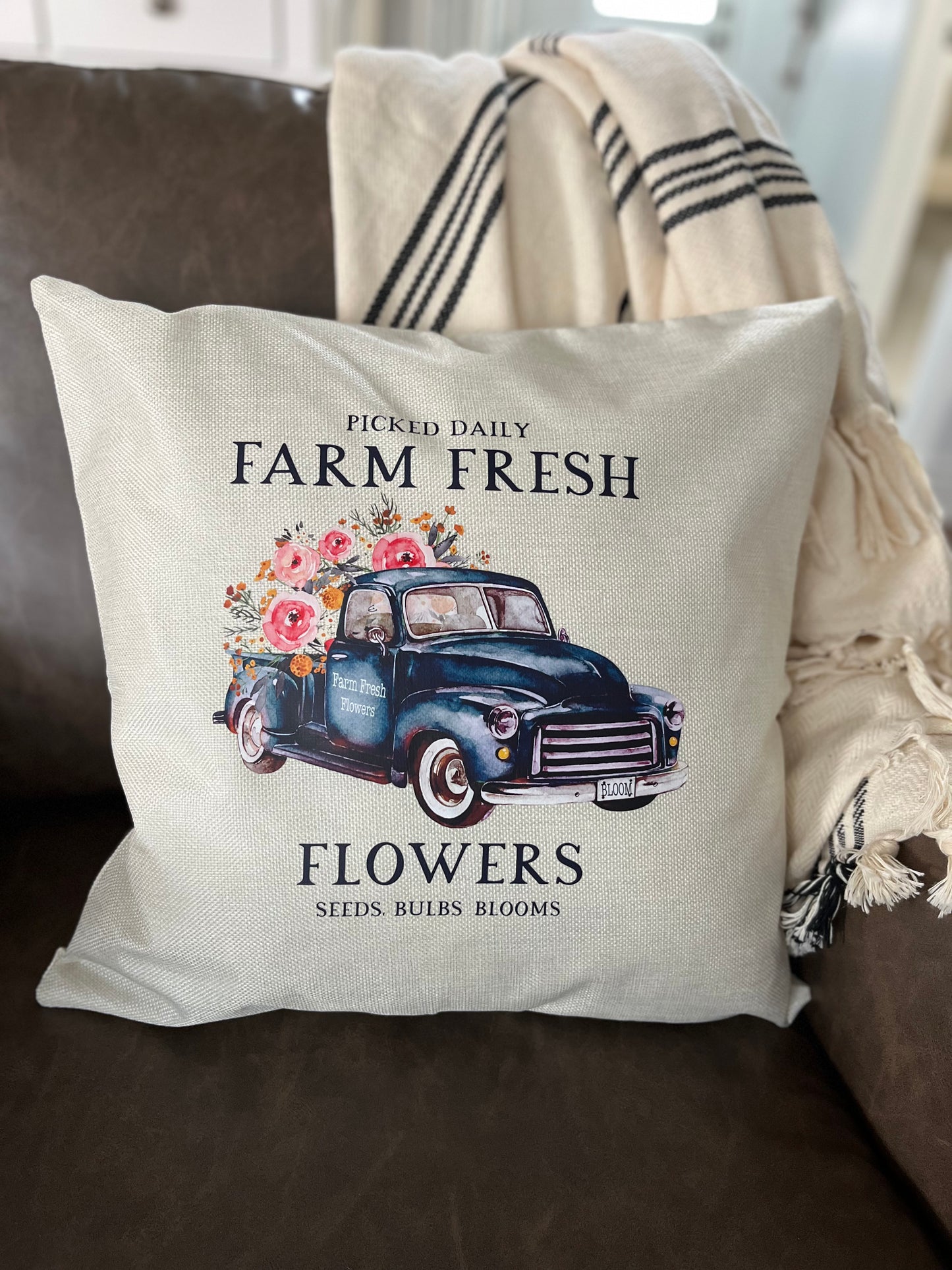 Farm fresh flowers pillow cover