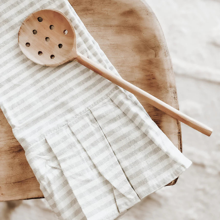 Tan striped tea towel